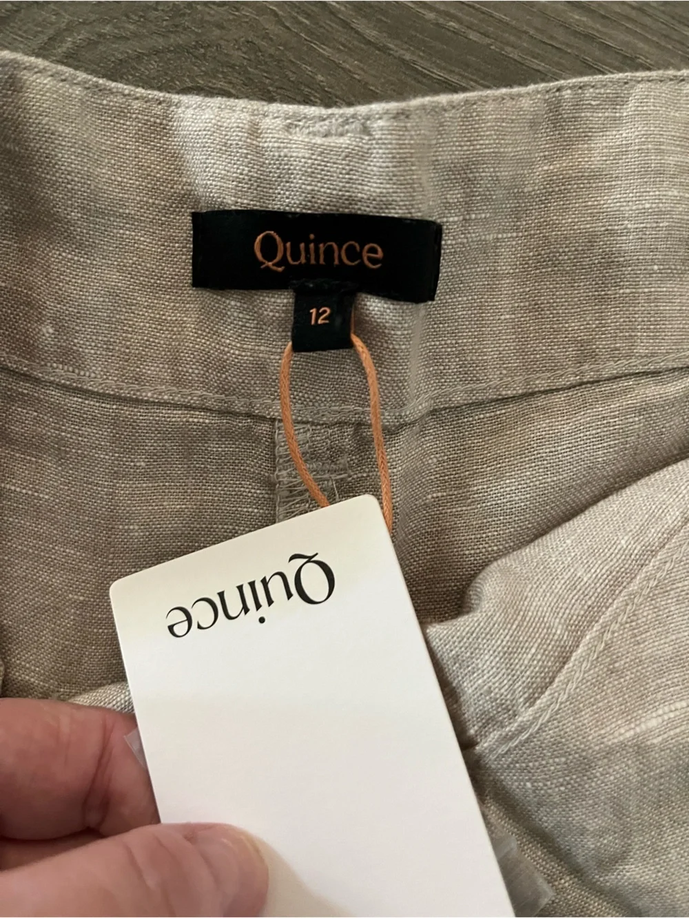 NWT Quince Women's Straight-Leg Linen Pants — Natural Beige Size 12